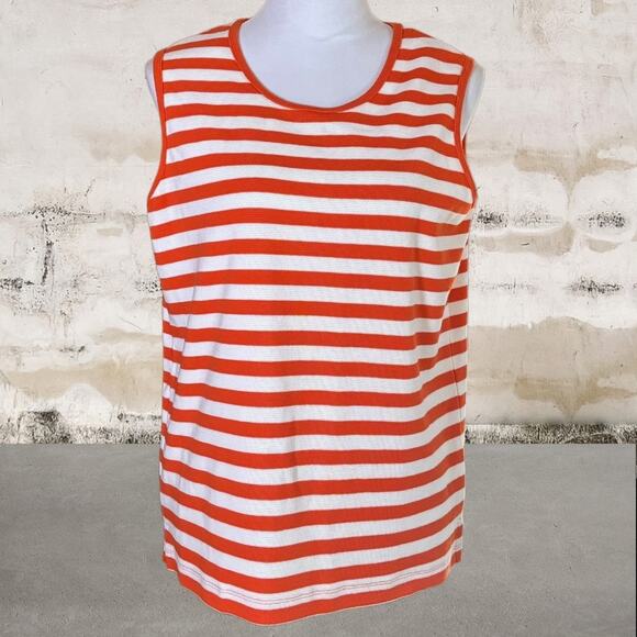 Karen Scott NWOT Women's Orange/Cream Lightweight Sweater Tank - Size Large - Picture 1 of 5